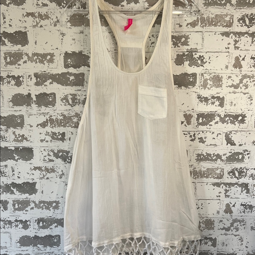 Victoria's Secret White Sheer Fringe Swim Coverup